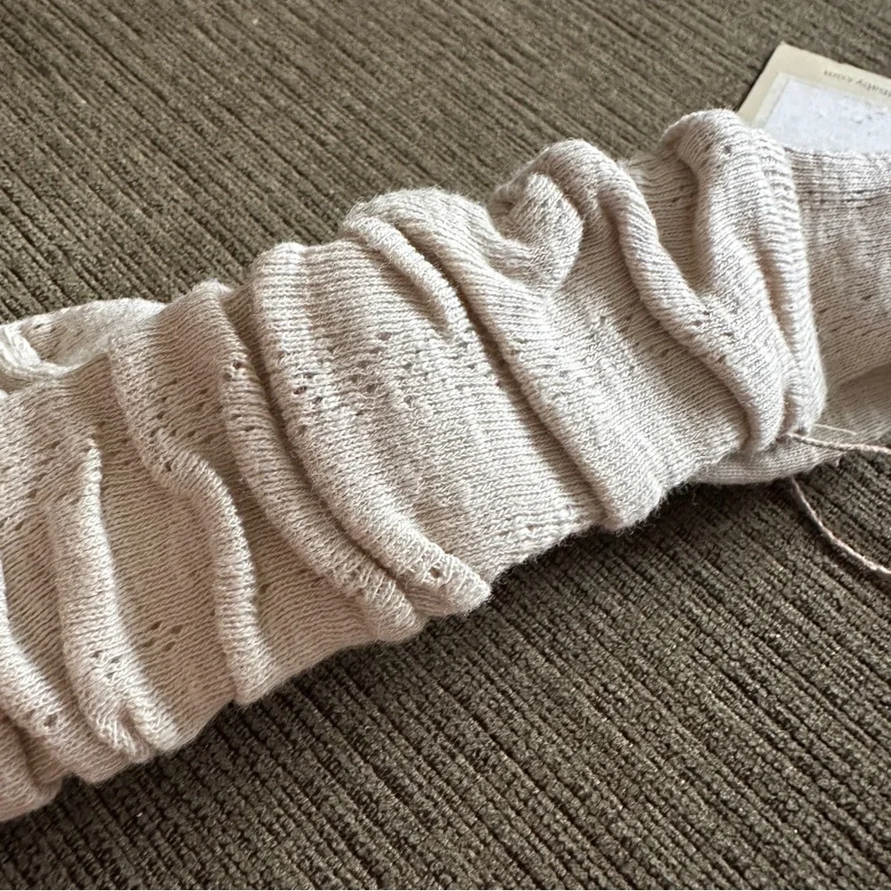 L’ovedbaby Organic Cotton Pointelle Oatmeal Beige Tie Headband 6-12 Months NWT